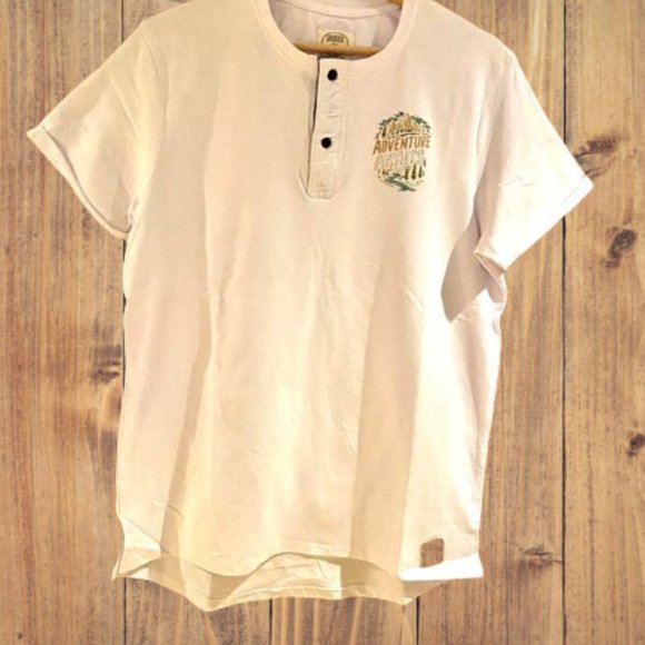 Adventure Mens cotton Henley from Casa De Loca Collections. Free Shipping - Picture 1 of 5